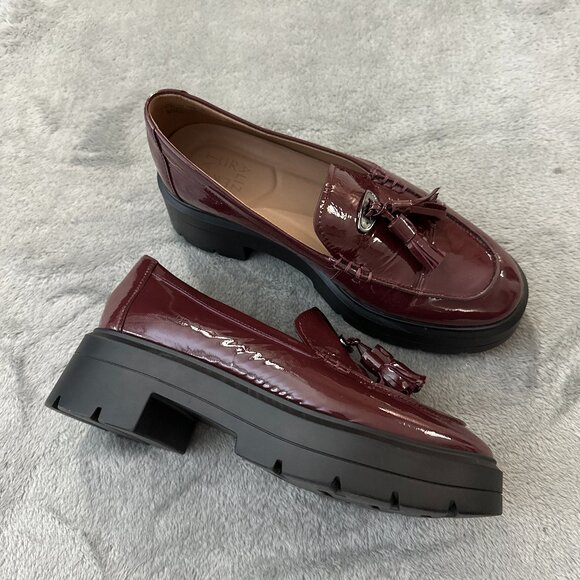 Naturalizer Nieves Chunky Platform Loafers Shoes Patent Leather Burgundy 8.5 - Picture 1 of 6